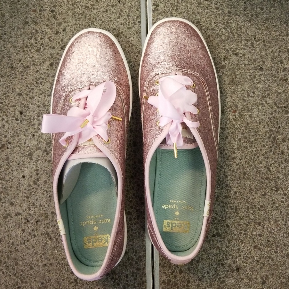 Kate Spade Rose Gold Glitter Keds (NIB)